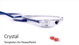  Presentation with drugs - Colorful theme enhanced with doctors stethoscope with medical drugs backdrop and a white colored foreground