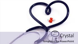  Presentation with drugs - Presentation theme enhanced with doctors stethoscope with medical drugs background and a light blue colored foreground