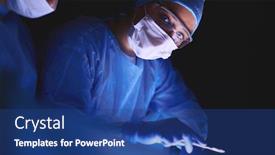  Presentation with surgery - Colorful presentation theme enhanced with doctors-team-in-surgery backdrop and a ocean colored foreground