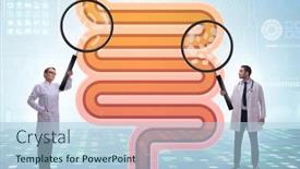  Presentation with illness - Audience pleasing theme consisting of doctors-treating-intestines-illness-medical backdrop and a light blue colored foreground