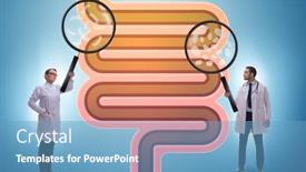  Presentation with illness - Slide set with doctors-treating-intestines-illness-medical background and a teal colored foreground