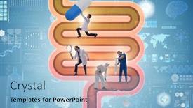  Presentation with illness - Presentation design featuring doctors-treating-intestines-illness-medical background and a light blue colored foreground