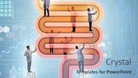  Presentation with illness - Beautiful PPT layouts featuring doctors-treating-intestines-illness-medical backdrop and a light blue colored foreground