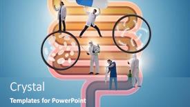  Presentation with illness - Amazing slide deck having doctors-treating-intestines-illness-medical backdrop and a teal colored foreground