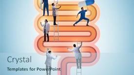  Presentation with illness - PPT theme consisting of doctors-treating-intestines-illness-medical background and a light blue colored foreground