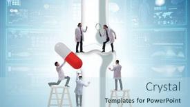  Presentation with joint - Audience pleasing slides consisting of doctors-treating-the-bone-joint backdrop and a sky blue colored foreground