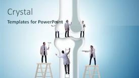  Presentation with joint - Audience pleasing PPT layouts consisting of doctors-treating-the-bone-joint backdrop and a sky blue colored foreground