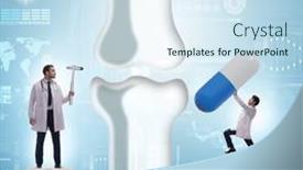  Presentation with joint - Presentation design with doctors-treating-the-bone-joint and a sky blue colored foreground