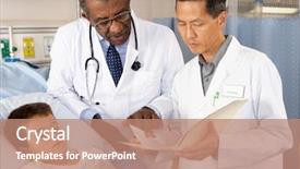  Presentation with pediatric - Slide set featuring doctors visiting child patient background and a coral colored foreground