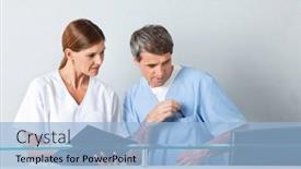  Presentation with look - Presentation theme with doctors-with-clipboard-look background and a light blue colored foreground