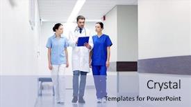  Presentation with health care law - Amazing presentation theme having doctors with clipboard walking along backdrop and a light blue colored foreground