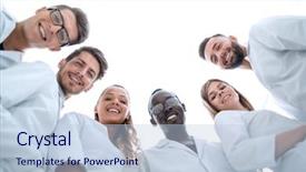  Presentation with small group working - Theme consisting of doctors working in the hospital background and a  colored foreground