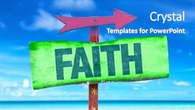  Presentation with faith - Slide set with doctrine god - faith sign with beach background background and a cobalt blue colored foreground
