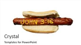  Presentation with mustard yellow - PPT layouts featuring doctrine god - hot dog with words background and a white colored foreground