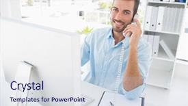  Presentation with gold man smile - Cool new PPT theme with summer landscape of a sunny day on the river the lighthouse and the dam on the horizon backdrop and a light blue colored foreground