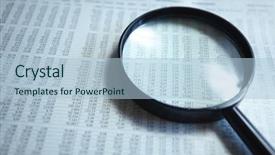  Presentation with magnifying glass - Beautiful presentation design featuring watercolor geometrical pattern in blue backdrop and a gray colored foreground