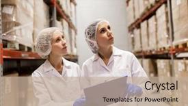  Presentation with manufacture - Slides featuring document controller - manufacture industry and people concept background and a coral colored foreground