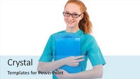  Presentation with elderly patient nurse cares - PPT theme having document google - careful nurse isolated on white background and a cyan colored foreground