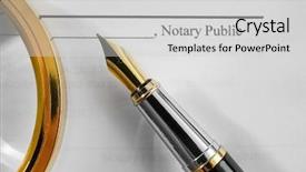  Presentation with public document - Colorful theme enhanced with document magnifier and fountain pen backdrop and a light gray colored foreground