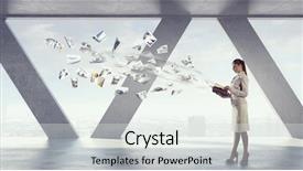  Presentation with secretary - Amazing PPT theme having document management - elegant woman secretary backdrop and a sky blue colored foreground