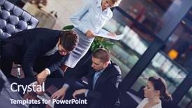  Presentation with young business people - Beautiful presentation theme featuring document management - group of happy young business backdrop and a  colored foreground