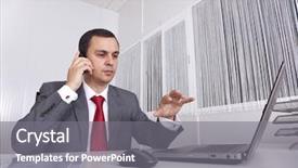  Presentation with office - PPT theme featuring document management - mature businessman working background and a  colored foreground