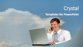  Presentation with confident - Slides featuring document management - portrait of confident businessman calling background and a  colored foreground