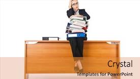  Presentation with work the word in your life - Cool new presentation theme with document management - woman with lots of work backdrop and a  colored foreground
