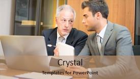  Presentation with people management word cloud - Colorful PPT theme enhanced with document management software - business people at work backdrop and a  colored foreground