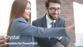  Presentation with digitalization information - Cool new presentation theme with document management software - colleagues discussing information backdrop and a  colored foreground