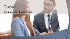  Presentation with information - Beautiful slide set featuring document management software - colleagues discussing information backdrop and a  colored foreground