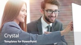  Presentation with information - PPT theme enhanced with document management software - colleagues discussing information background and a  colored foreground