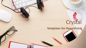  Presentation with workplace - PPT layouts featuring red cups - office desk workplace with smart background and a lemonade colored foreground