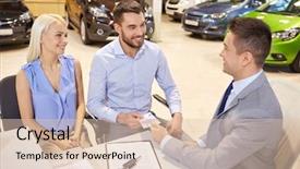  Presentation with car buying - Cool new PPT theme with document retail - auto business sale and people backdrop and a lemonade colored foreground