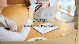  Presentation with worried young female college student - Beautiful presentation theme featuring document retail - young female client paying backdrop and a lemonade colored foreground