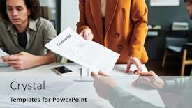  Presentation with language test - Presentation theme enhanced with document-with-english-grammar-test background and a sky blue colored foreground