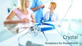  Presentation with ambulance - Slide deck featuring documentation ambulance - close-up of stethoscope and document background and a  colored foreground