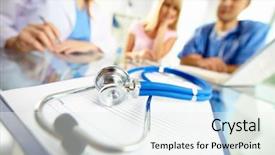  Presentation with ambulance - Slides with documentation ambulance - close-up of stethoscope and paper background and a white colored foreground