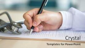  Presentation with prescription - Cool new theme with documentation ambulance - hand of doctor writing backdrop and a lemonade colored foreground