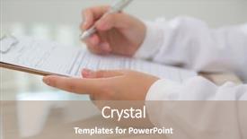  Presentation with prescription - Presentation design consisting of documentation ambulance - hand of doctor writing background and a coral colored foreground