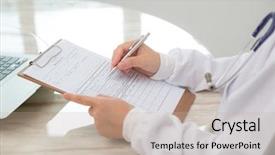  Presentation with prescription - Beautiful PPT theme featuring documentation ambulance - hand of doctor writing backdrop and a mint green colored foreground