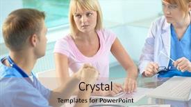  Presentation with petroleum consulting - Slides consisting of documentation ambulance - portrait of confident practitioners consulting background and a coral colored foreground