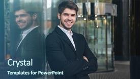  Presentation with cctv camera security system business - Beautiful PPT theme featuring documentation centre - photo of young happy businessman backdrop and a  colored foreground