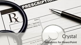  Presentation with prescription - Theme with documentation medical - blank veterinarian prescription form background and a light gray colored foreground