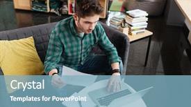  Presentation with coworking - PPT theme with documents and writing something background and a light blue colored foreground