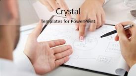  Presentation with team meeting - Cool new slides with documents at business meeting backdrop and a lemonade colored foreground