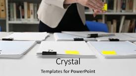  Presentation with archive - PPT theme enhanced with documents at table in archive background and a light gray colored foreground