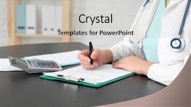  Presentation with health insurance - PPT layouts featuring documents at workplace health background and a light gray colored foreground