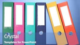 Presentation with bright - Audience pleasing theme consisting of documents file box - bright office folders on wooden backdrop and a  colored foreground