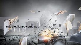  Presentation with fire - Presentation theme consisting of documents-in-fire-mixed-media background and a light gray colored foreground